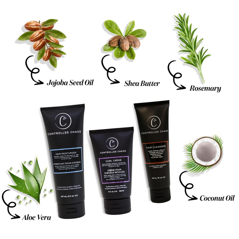 Controlled Chaos Hair Care Set for Curly Hair - 3 Pack Including Shampoo, Conditioner, Curl Defining Cream to Control Frizz & Nourish All Hair Types - Image 2